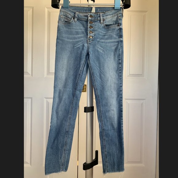 Free People Denim - Free People Button Front Jean mid-rise with frayed
